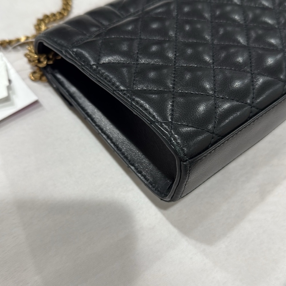 AUTHENTIC YSL SAINT LAURANT ENVELOPE SMALL IN QUILTED GRAIN EMBOSSED LEATHER - Picture 9 of 12